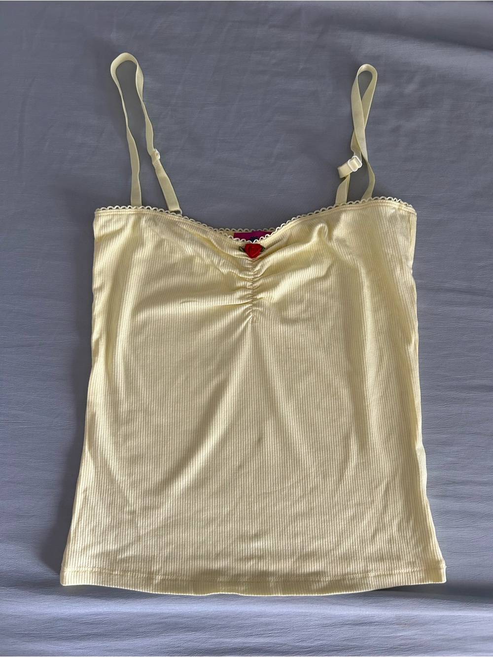 Edikted Women's Yellow Ribbed Cami Tank with Adjustable Straps